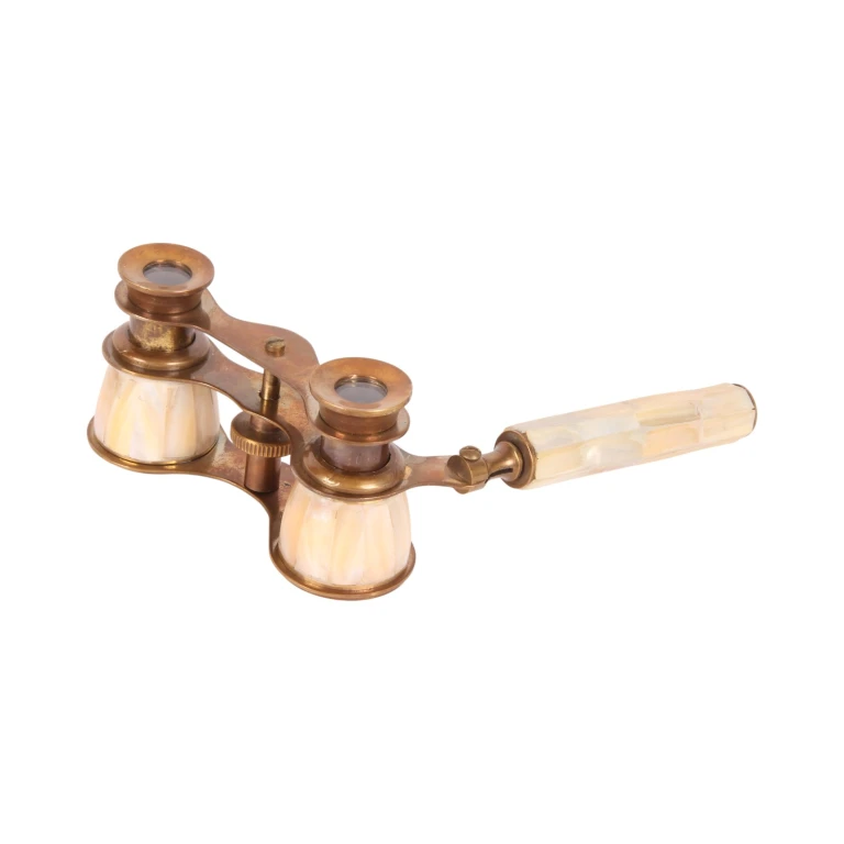Dekorativ kikkert - guld/hvid - messing - 18 cm