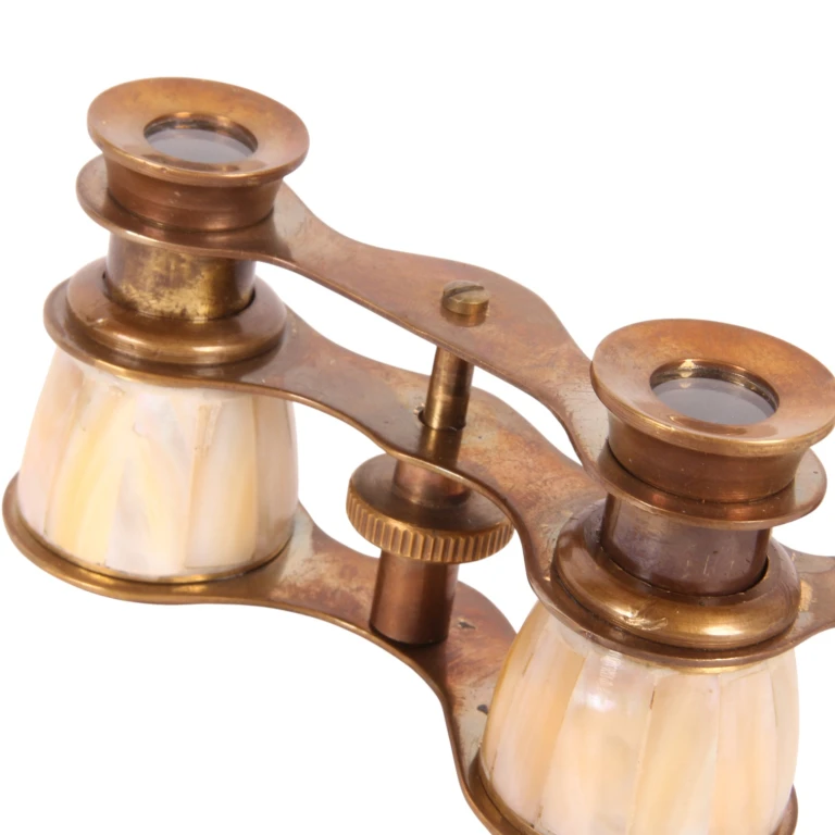 Dekorativ kikkert - guld/hvid - messing - 18 cm