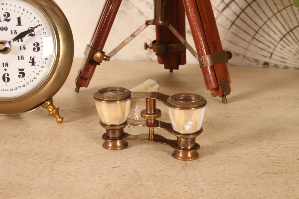 Dekorativ kikkert - guld/hvid - messing - 18 cm