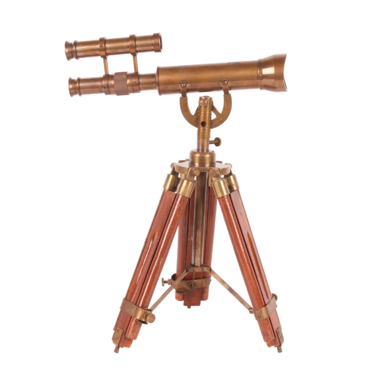 Teleskop på stativ - brun - messing/aluminium - 47 cm