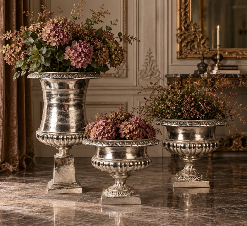 Dutch Style Bloempot Urn - 48 cm - Sølv - Aluminium