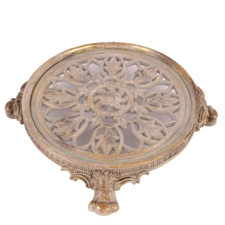 Cake platter 35 cm brown resin - 1 piece