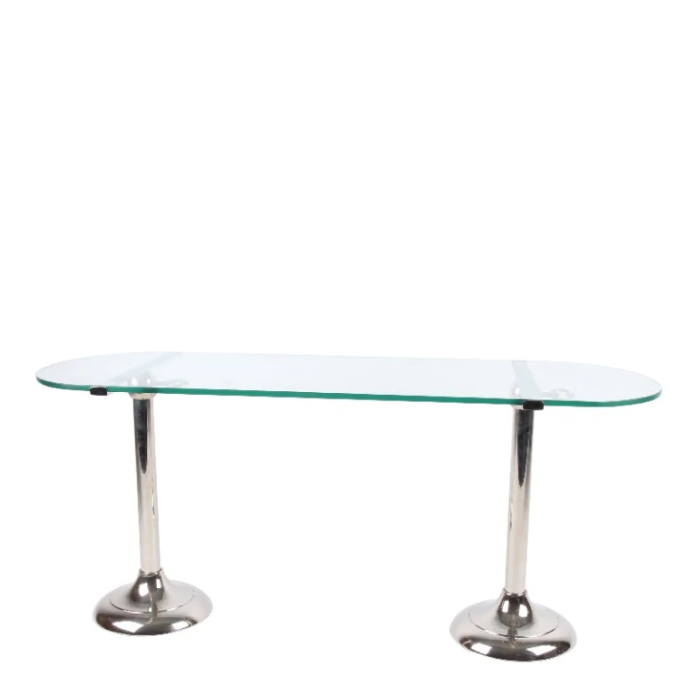 Kagefad 90 cm sølv messing & glas