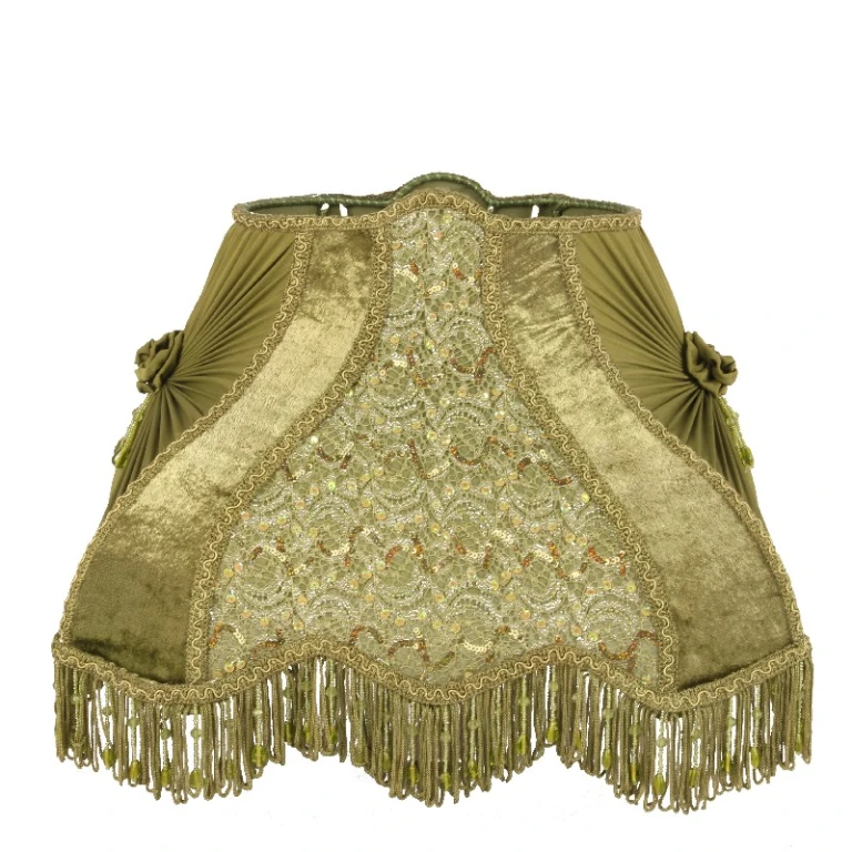Lampskærm Victorian Rektangulær - 40 cm - Grøn - Stof