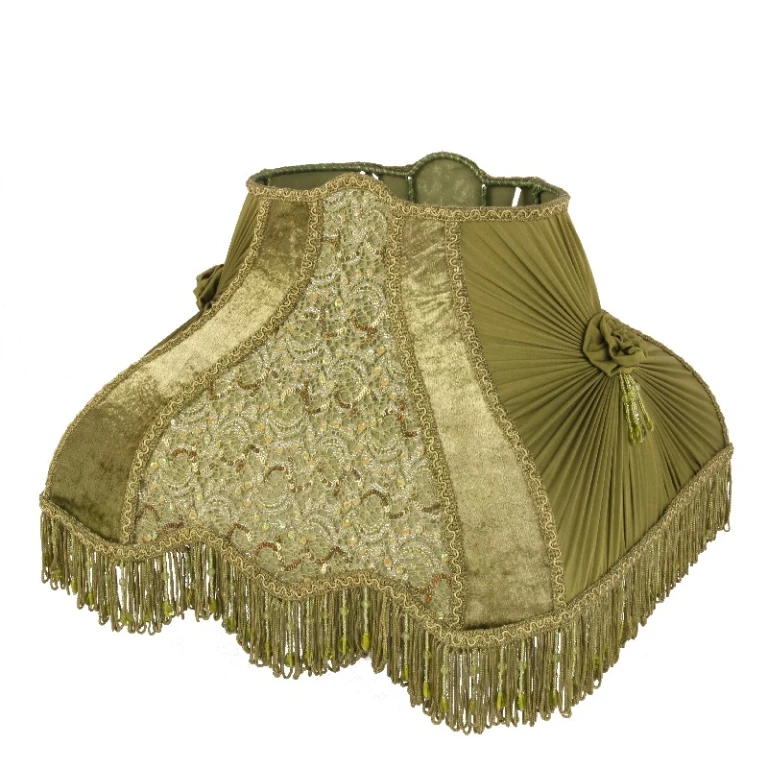 Lampskærm Victorian Rektangulær - 40 cm - Grøn - Stof