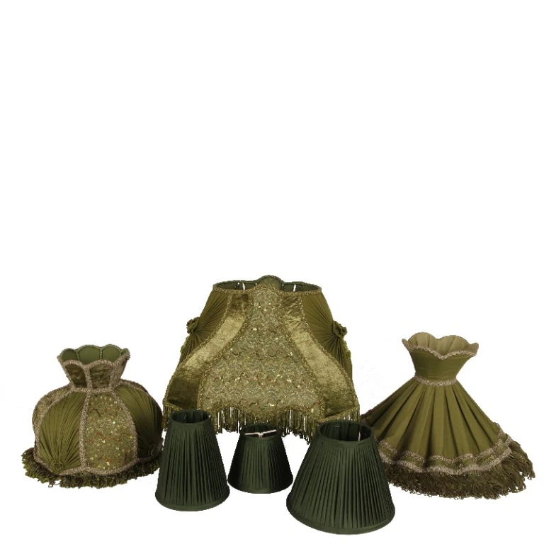 Lampskærm Victorian Rektangulær - 40 cm - Grøn - Stof