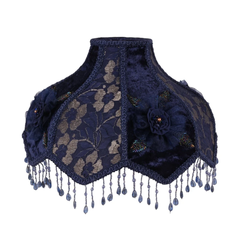Lampskærm Victorian Dome Scallop - 33 cm - blå - stof