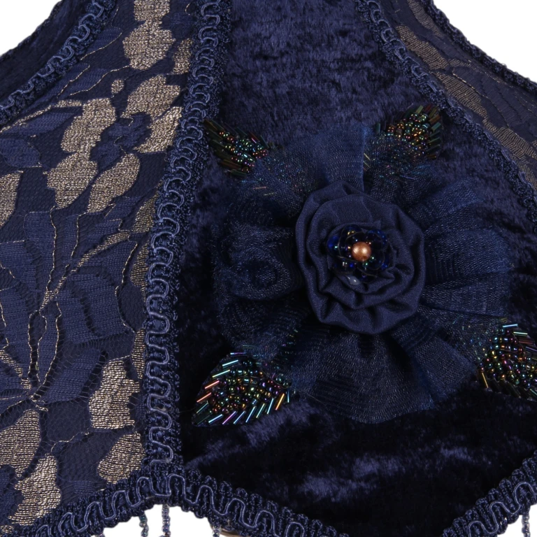 Lampskærm Victorian Dome Scallop - 33 cm - blå - stof