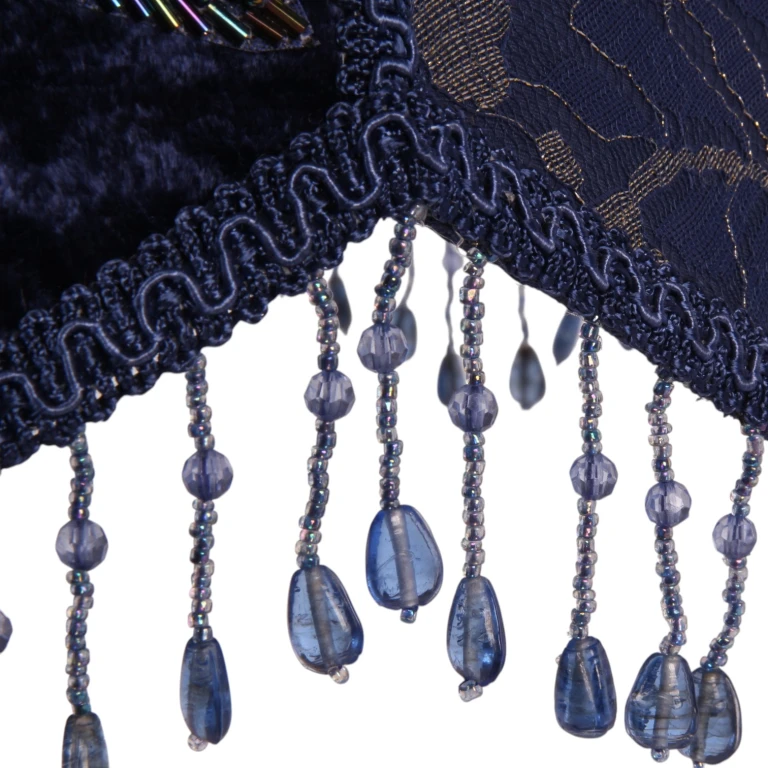 Lampskærm Victorian Dome Scallop - 33 cm - blå - stof
