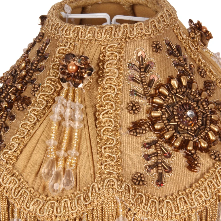 Lampskærm Victorian Dome - 18 cm - guld - stof