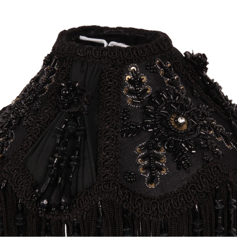Lampeskærm Victorian Dome - 18 cm - sort - stof