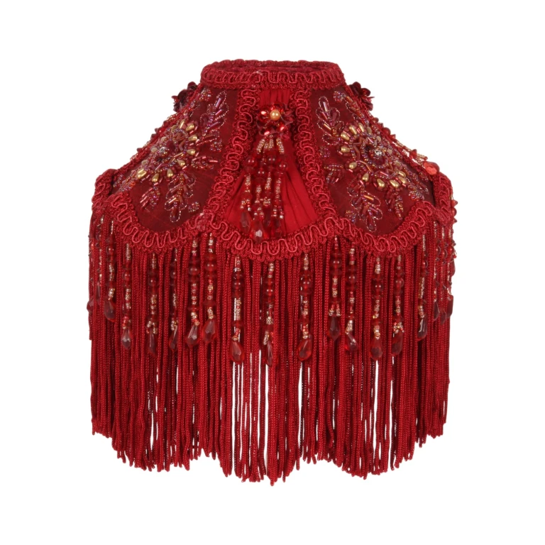 Lampskærm Victorian Dome - 18 cm - rød - stof