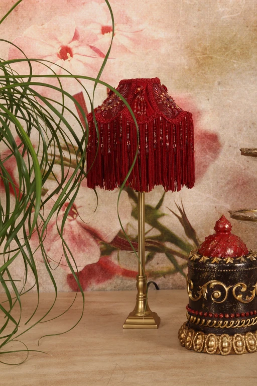 Lampskærm Victorian Dome - 18 cm - rød - stof
