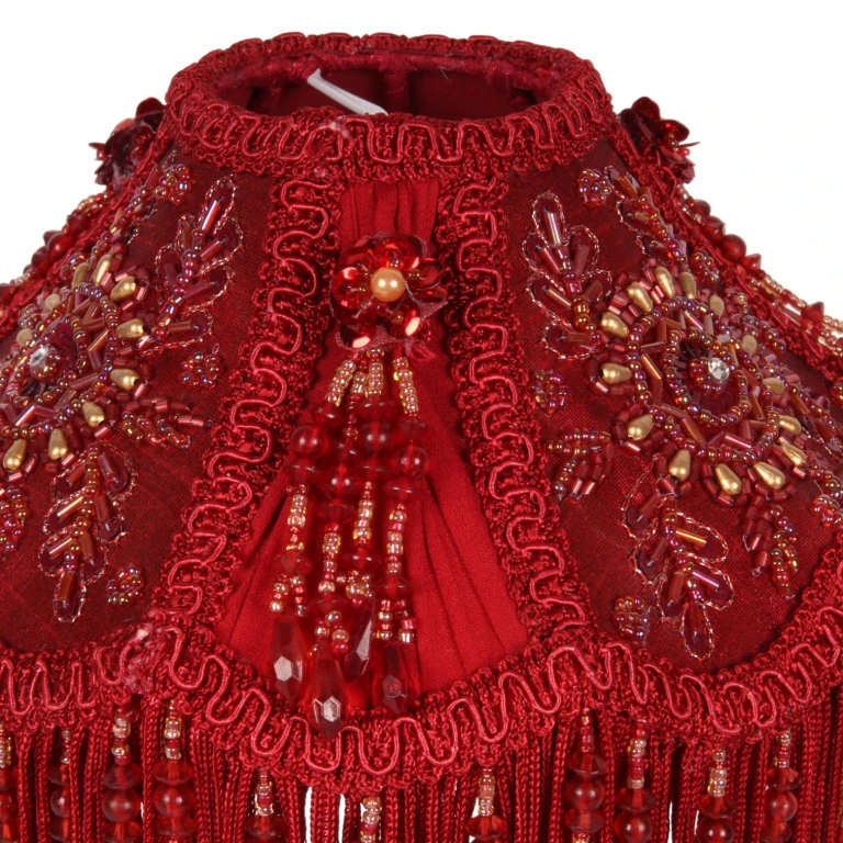 Lampskærm Victorian Dome - 18 cm - rød - stof